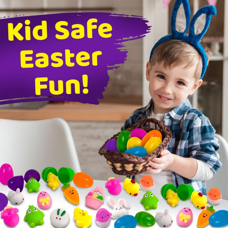 stargo 36 Pack Colorful Prefilled Easter Eggs bulk with mochi Squishy Easter toys - Plastic easter Eggs with squshies for Easter Basket stuffers, Easter Gifts, Egg Hunts Party Decorations Goodie Bags - Image 5