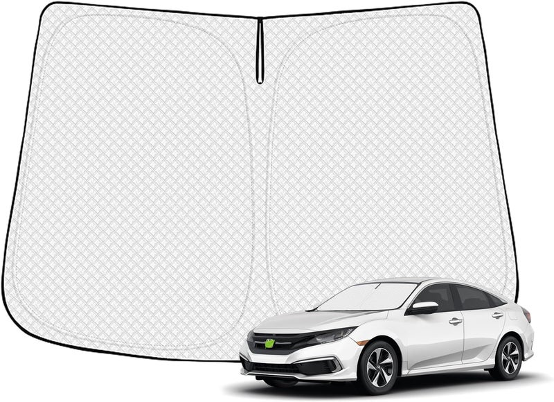 Canvcle Windshield Sun Shade for 2016-2021 Honda Civic 10th Gen Accessories Thicken 6-Layer Front Window Sunshade Cover Sun Visor Protector Foldable Block UV Rays Keep Vehicle Cool Season change compatible build - Image 1