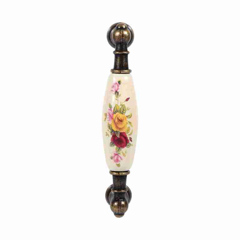 Vintage Ceramic Door Handles: Quality Alloy And Ceramic Build, 8 Sizes - Vintage Rose Flower Pattern Ceramic Cabinet Knobs for Kitchen Cupboard, Drawer, Wardrobe, Closet - Image 2
