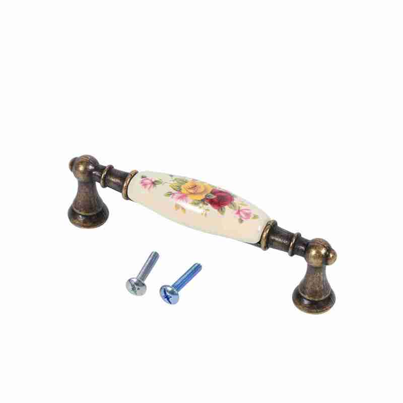 Vintage Ceramic Door Handles: Quality Alloy And Ceramic Build, 8 Sizes - Vintage Rose Flower Pattern Ceramic Cabinet Knobs for Kitchen Cupboard, Drawer, Wardrobe, Closet - Image 1