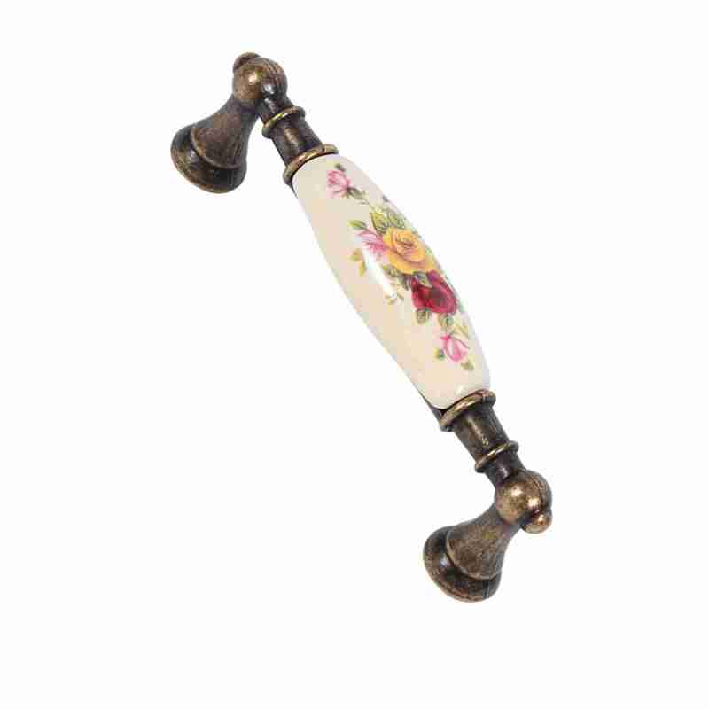 Vintage Ceramic Door Handles: Quality Alloy And Ceramic Build, 8 Sizes - Vintage Rose Flower Pattern Ceramic Cabinet Knobs for Kitchen Cupboard, Drawer, Wardrobe, Closet - Image 5