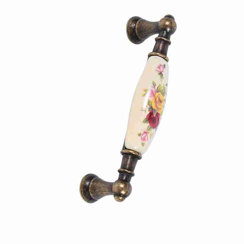 Vintage Ceramic Door Handles: Quality Alloy And Ceramic Build, 8 Sizes - Vintage Rose Flower Pattern Ceramic Cabinet Knobs for Kitchen Cupboard, Drawer, Wardrobe, Closet - Image 3
