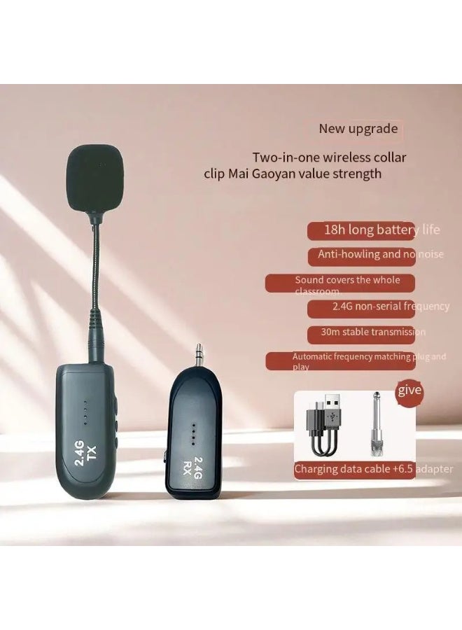 ميكروفون لافالير لاسلكي ZFSZ 2.4G، ميكروفون متعدد الاتجاهات بمشبك مع عنق مرن - Image 1