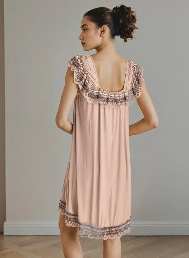 Splash FAV Lace Trim Bridal Night Dress with Thongs