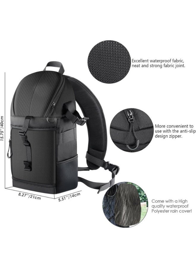 Professional Camera Sling Backpack for Nikon Canon Sony and Other DSLR and Lens, Tripod, Other Accessories, Waterproof and Anti-Tear Bag with Padded Partitions - Image 2