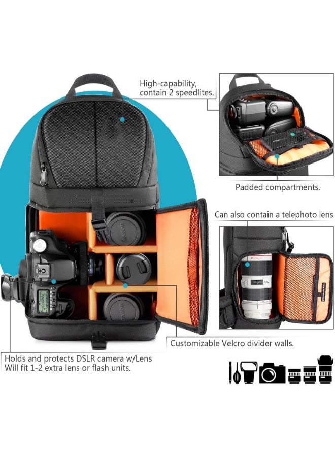 Professional Camera Sling Backpack for Nikon Canon Sony and Other DSLR and Lens, Tripod, Other Accessories, Waterproof and Anti-Tear Bag with Padded Partitions - Image 5