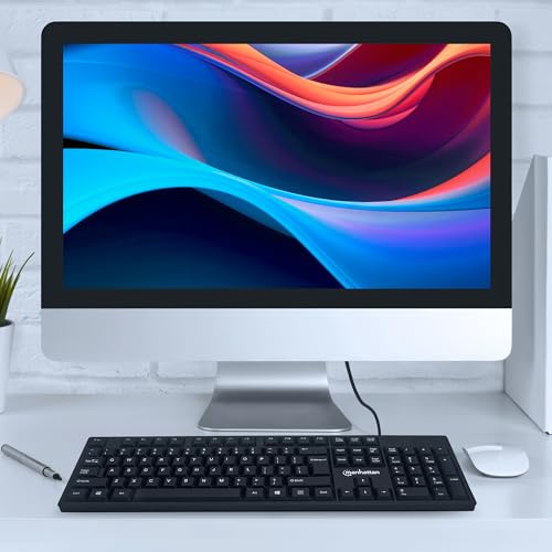 Manhattan Wired Computer Keyboard – Basic Black Keyboard - with 4.5ft USB-A Cable, 104-keys, Foldable Stands - Compatible for Windows, PC, Laptop - 3 Yr Mfg Warranty – 179324 - Image 5