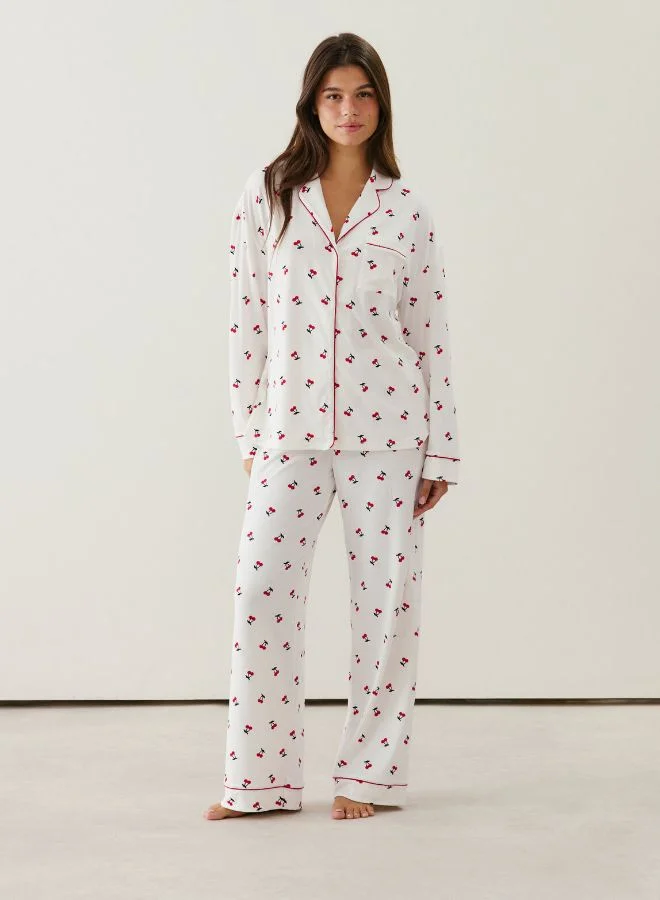 انديز قميص جيرسيه مضلع بطبعة الكرز