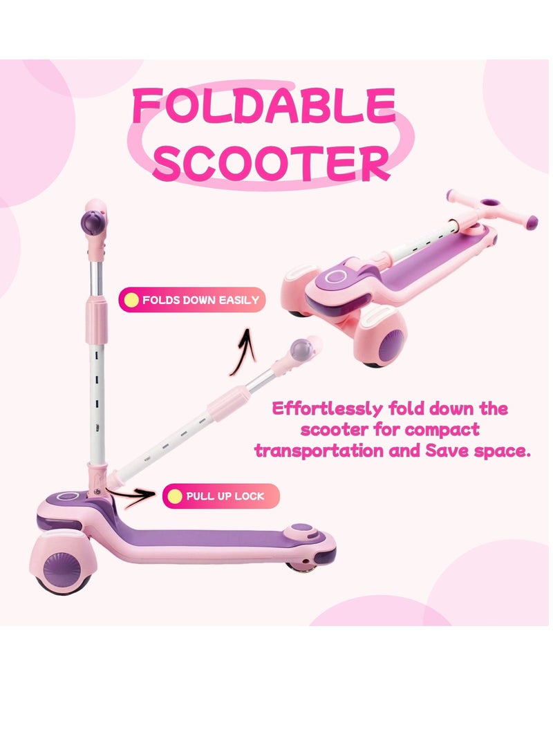 إيزي فيتشور سكوتر إيزي فيوتشر للأطفال مع موسيقى، تصميم قابل للطي، مقبض قابل لتعديل الارتفاع، عجلات من البولي يوريثان بإضاءة LED وفرامل خلفية - مثالي للأطفال من 3 إلى 8 سنوات - Image 2