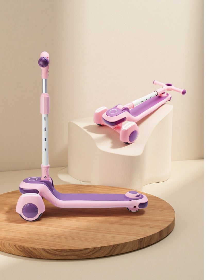 إيزي فيتشور سكوتر إيزي فيوتشر للأطفال مع موسيقى، تصميم قابل للطي، مقبض قابل لتعديل الارتفاع، عجلات من البولي يوريثان بإضاءة LED وفرامل خلفية - مثالي للأطفال من 3 إلى 8 سنوات - Image 1