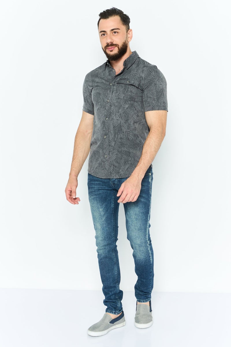 Avalanche Men Regular Fit Allover Printed Short Sleeves Casual Shirt, Grey - Image 2