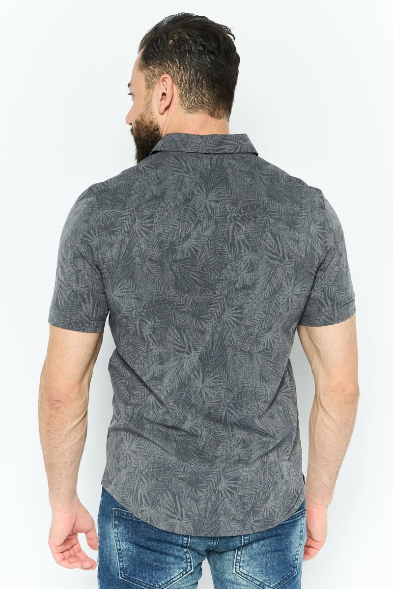 Avalanche Men Regular Fit Allover Printed Short Sleeves Casual Shirt, Grey - Image 3