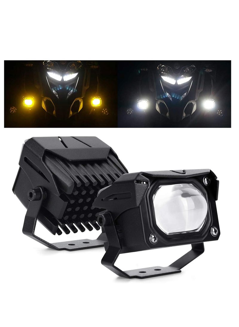 Motorcycle Led Driving Lights 3000K Amber Yellow Fog Light 6000K White 60W 6000LM High Low Beam Avoiding Blinding Driver Spot Light DRL for Car ATV UTV SUV Truck Offroad (OPL-U9) - Image 1