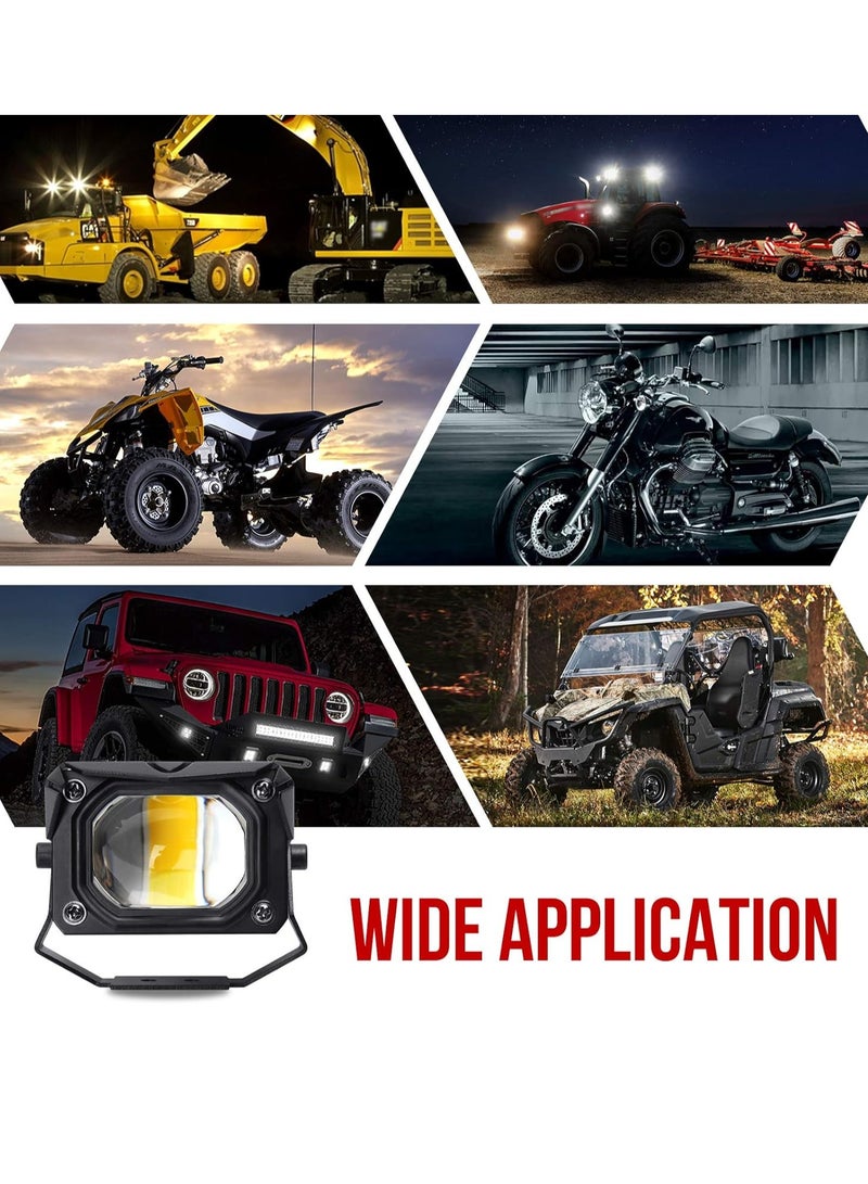 Motorcycle Led Driving Lights 3000K Amber Yellow Fog Light 6000K White 60W 6000LM High Low Beam Avoiding Blinding Driver Spot Light DRL for Car ATV UTV SUV Truck Offroad (OPL-U9) - Image 3