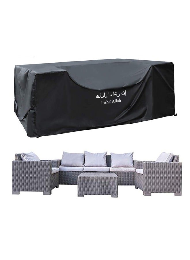 Generic Patio Furniture Cover (250x200cm)with Drawstring, Heavy-duty Oxford Fabric Furniture Cover, Outdoor Table and Chair Set Covers, Dustproof Dust-proof and UV-resistant Garden Furniture Set Cover(Black)  - Image 1