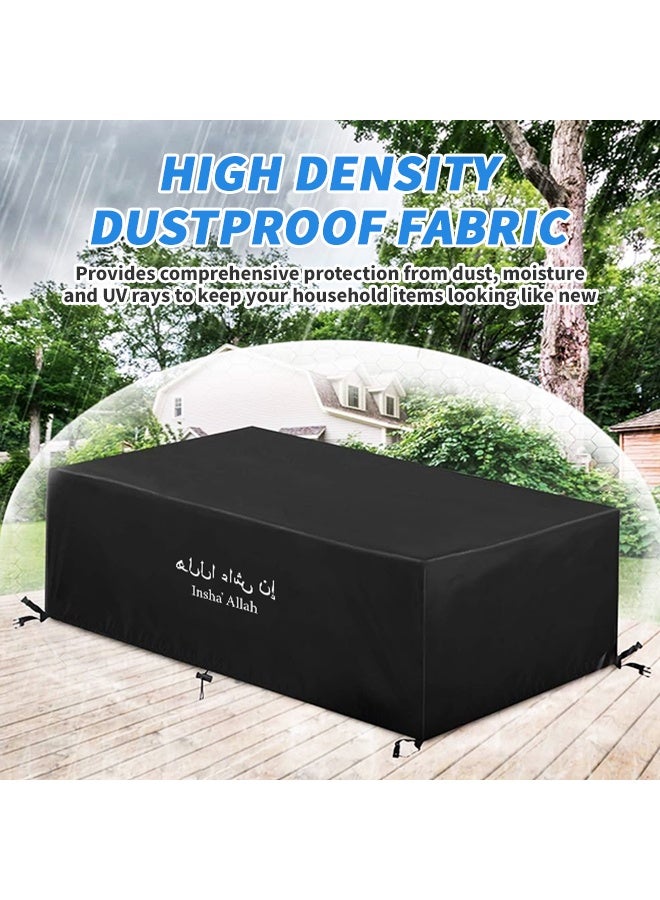Generic Patio Furniture Cover (250x200cm)with Drawstring, Heavy-duty Oxford Fabric Furniture Cover, Outdoor Table and Chair Set Covers, Dustproof Dust-proof and UV-resistant Garden Furniture Set Cover(Black)  - Image 3