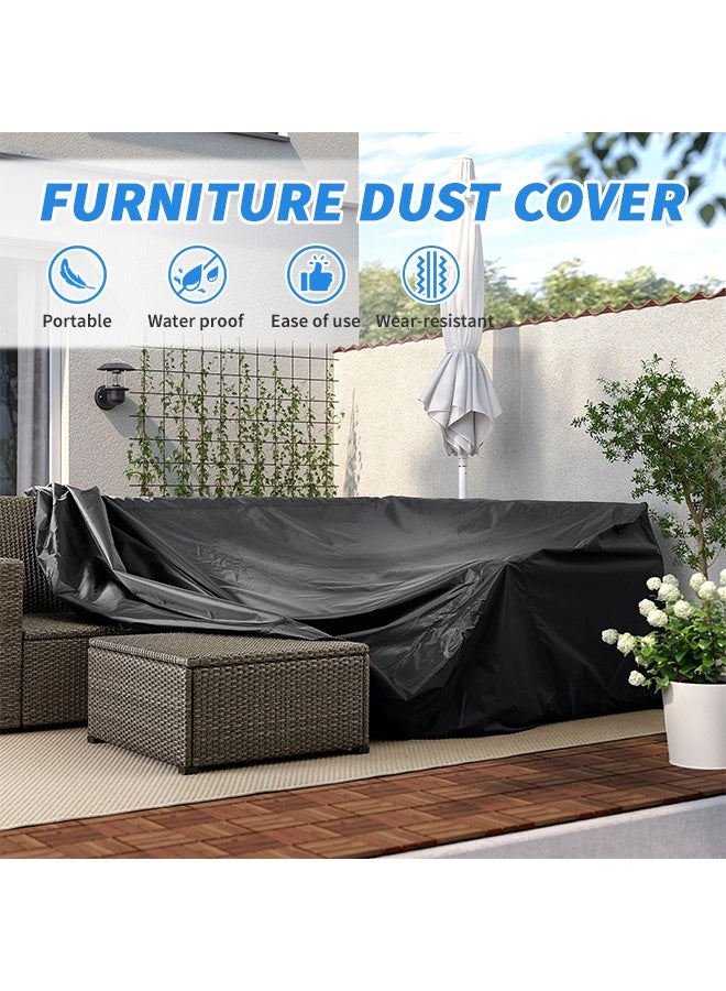 Generic Patio Furniture Cover (250x200cm)with Drawstring, Heavy-duty Oxford Fabric Furniture Cover, Outdoor Table and Chair Set Covers, Dustproof Dust-proof and UV-resistant Garden Furniture Set Cover(Black)  - Image 2