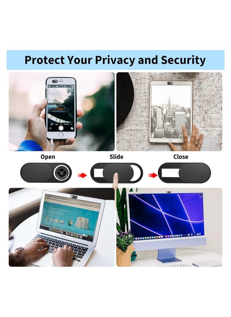 KASTWAVE - Webcam Cover Slide, 12 Pack Phone Camera Cover, Ultra-Thin for Laptop, iMac, MacBook Pro, Mac, Computer, Smart Phone, Tablets Slider Camera Blocker Protect Your Privacy & Security (Black) - Image 1