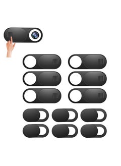 Webcam Cover Slide, 12 Pack Phone Camera Cover, Ultra-Thin for Laptop, iMac, MacBook Pro, Mac, Computer, Smart Phone, Tablets Slider Camera Blocker Protect Your Privacy & Security (Black)