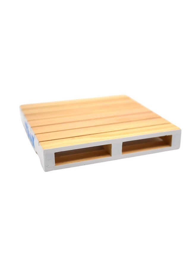 Teak Tuning Wooden Fingerboard Pallet - 6.25 X 6.25 X 1 Inch - 1:12 Scale - Painted White Edges With Light Blue Logo - Image 3