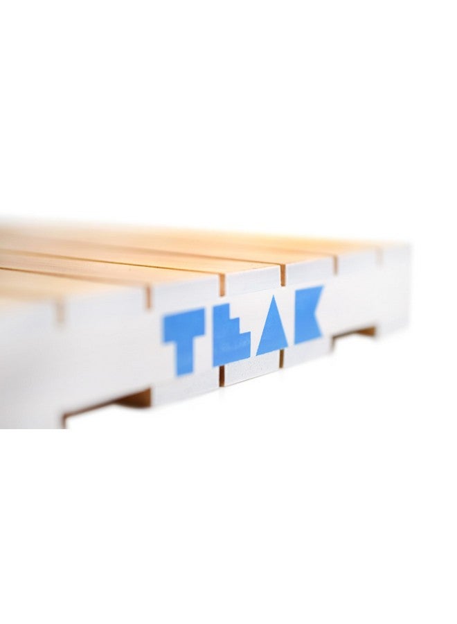 Teak Tuning Wooden Fingerboard Pallet - 6.25 X 6.25 X 1 Inch - 1:12 Scale - Painted White Edges With Light Blue Logo - Image 4