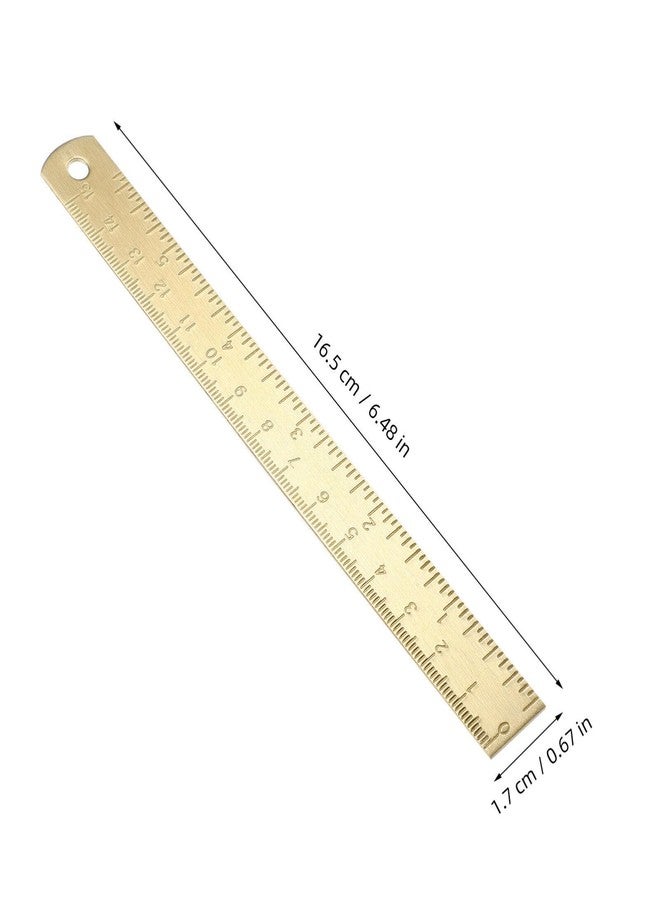 SHINEOFI Brass Ruler, Metal Drawing Ruler Gold Straight Unisex Learning Measuring Bookmark Stationery for School Office Math Geometry Drafting Tools and Kits - Image 2