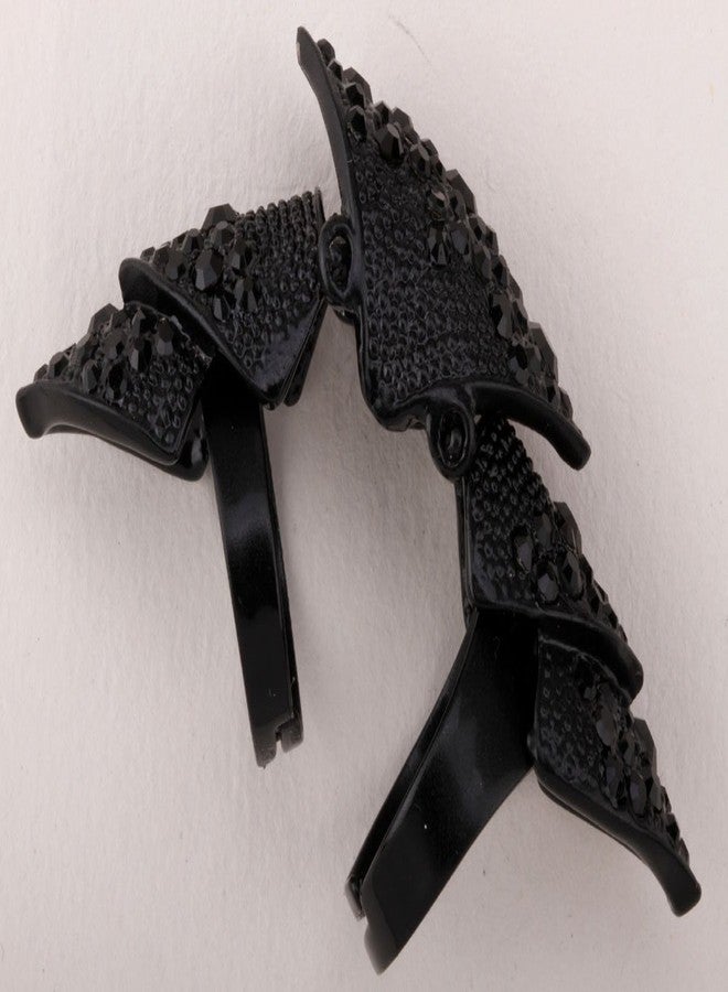 YACQ خاتم نسائي طويل قابل للتعديل بمفاصل كاملة للأصابع - يناسب مقاسات الأصابع من 7 إلى 9 - خاتم حماية للمفاصل - طوله 2.75 بوصة - إكسسوارات وهدايا مجوهرات لحفلات الهالوين (أسود) - Image 3