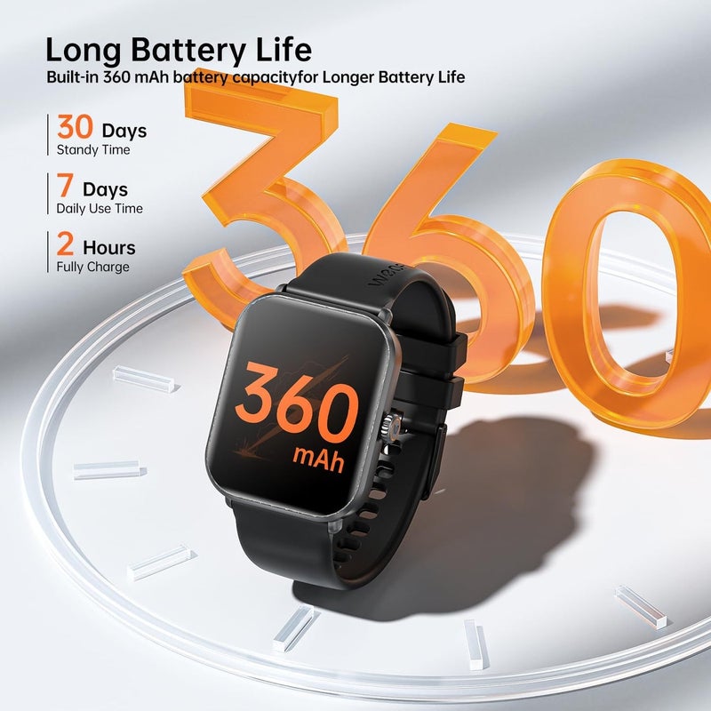Weofly Active2 Smart Watch with 1.85" HD Touch Screen - Fitness Tracker for Men and Women with 100+ Sport Modes, Heart Rate, Blood Oxygen, Sleep Monitor, IP68 Waterproof (Black) - Image 5