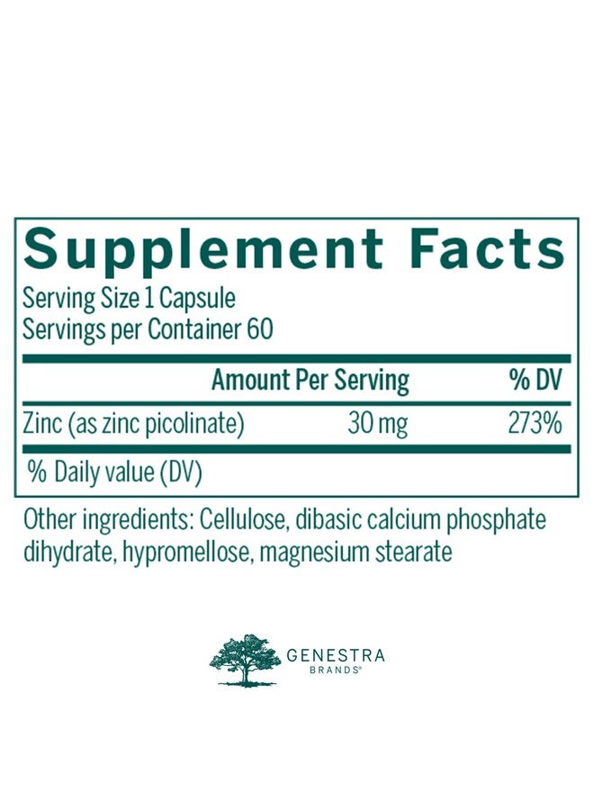 Genestra Brands Zinc Picolinate Formula | Supports Immunity, Skin, and Connective Tissue Formation | 60 Capsules - Image 2