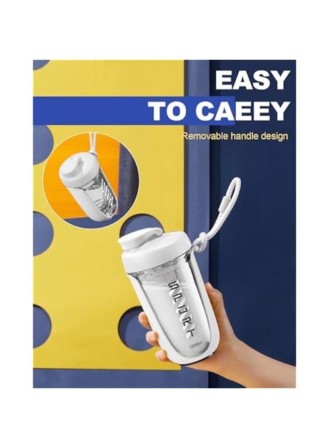 HOOKOR Protein Shaker Bottle, 20 oz Protein Drink Shaker Cup Shaker Bottle for Protein Mixes Leak-proof BPA-free Portable Protein Shaker Mixer with Blender Ball for Gym Fitness (White) - Image 3