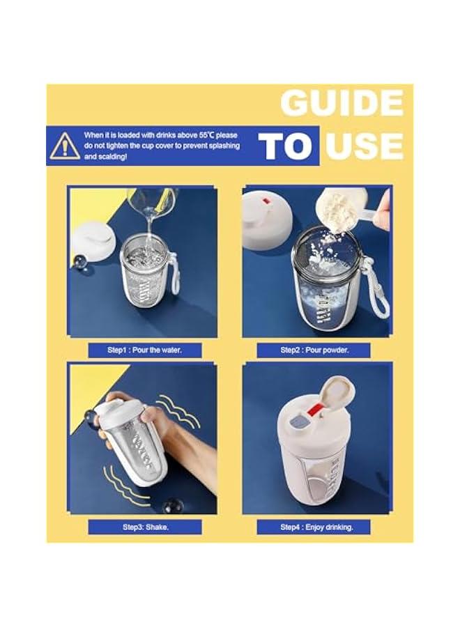 HOOKOR Protein Shaker Bottle, 20 oz Protein Drink Shaker Cup Shaker Bottle for Protein Mixes Leak-proof BPA-free Portable Protein Shaker Mixer with Blender Ball for Gym Fitness (White) - Image 4