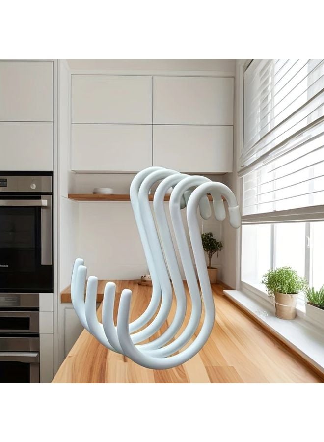 5pcs White S Shaped Heavy Duty Hooks for Hanging Plants Clothes Bags Kitchen Garden - Image 2