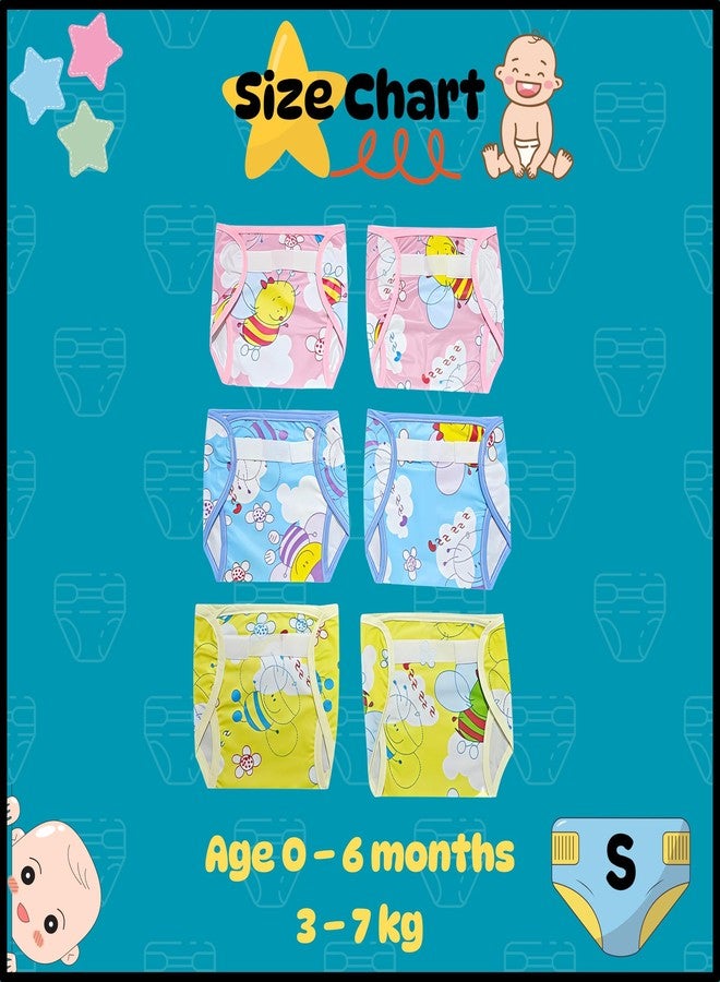 Hooper Baby & Toddler Diaper Covers for 0-3 Years | Washabale, Reusable, Waterproof & Adjustable Nappy Cover | Ultra Soft, and Thin | Unisex Designs, Pack of 6 (Size S) - Image 4