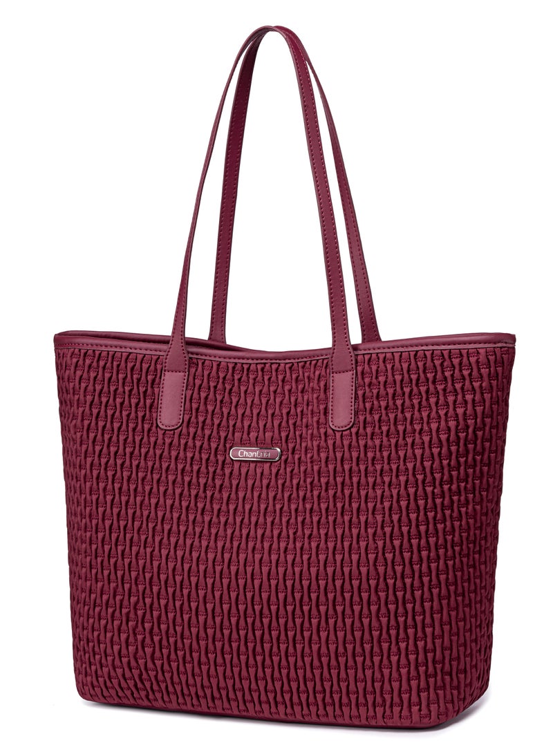 Chantria Premium Hand Bag for Women Water Resistant Multifunctional Tote Bag with Multiple Compartment for Casual Office College School, CB00801-Burgundy - Image 2