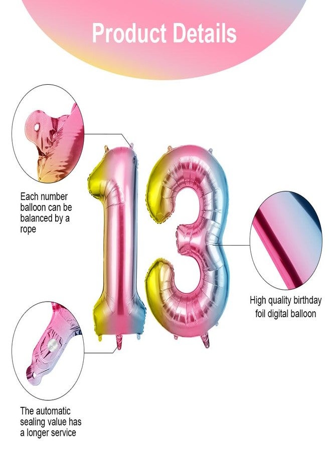 OFFCUP Helium Balloons, 40 Inches Number Balloons 13, Foil Balloons Birthday Balloon Large Numbers Balloons for Birthday Wedding Party Decorations Celebration Supplies (Gradient) - Image 3