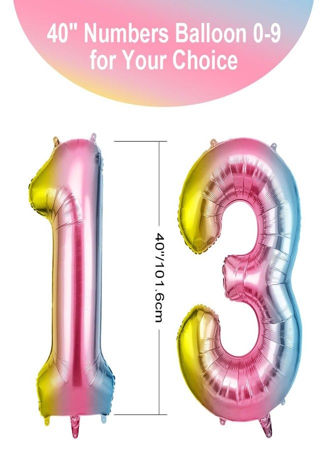 OFFCUP Helium Balloons, 40 Inches Number Balloons 13, Foil Balloons Birthday Balloon Large Numbers Balloons for Birthday Wedding Party Decorations Celebration Supplies (Gradient) - Image 2