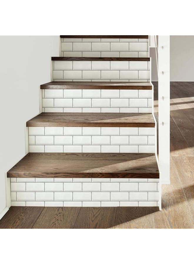 Raxoom White Subway Tile Peel and Stick Giant Wall Decals - Image 4