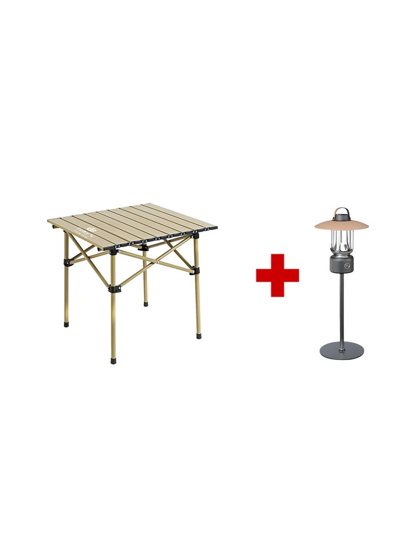 توبيز طقم طاولة تخييم قابلة للطي من الألمنيوم مع ميزة الطي الفوري وفانوس LED كلاسيكي محمول من Toby’s – خفيف الوزن، متين، عملي للمغامرات الخارجية والتخييم والنزهات - Image 1