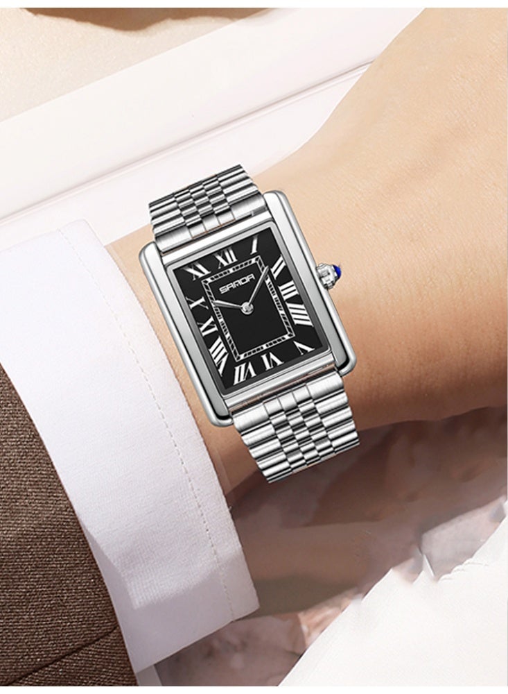 SANDA Men Quartz Watch Waterproof Casual Fashion Men Quartz Watches Wear Resistant Stainless steel Strap Square Dial Design Business Wristwatch Male - Image 3