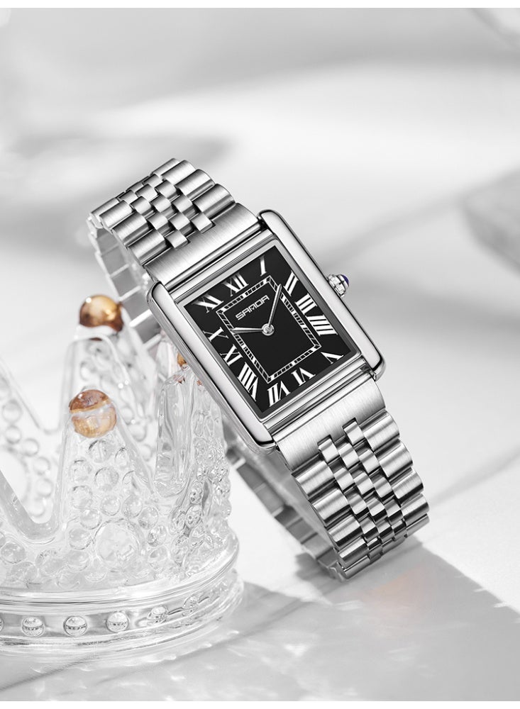 SANDA Men Quartz Watch Waterproof Casual Fashion Men Quartz Watches Wear Resistant Stainless steel Strap Square Dial Design Business Wristwatch Male - Image 2