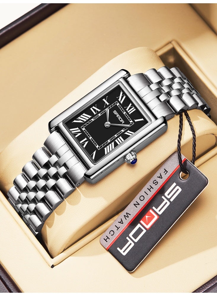 SANDA Men Quartz Watch Waterproof Casual Fashion Men Quartz Watches Wear Resistant Stainless steel Strap Square Dial Design Business Wristwatch Male - Image 1