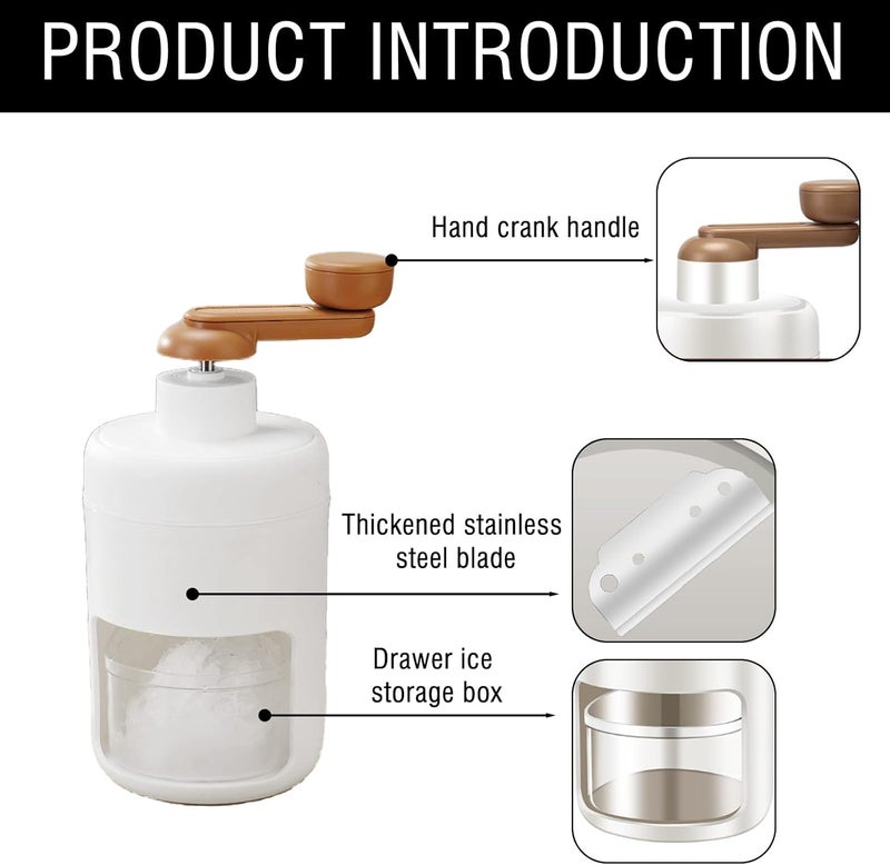 جليفار كسارة ثلج يدوية للاستخدام المنزلي - ماكينة حلاقة ثلج - شفرات حادة وقوالب ثلج، تشغيل يدوي سهل، ماكينة حلاقة ثلج صغيرة الحجم للعصائر والكوكتيلات المجمدة وأقماع الثلج وحفلات الصيف - Image 2