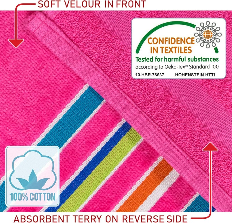 Softerry Large Beach Towel Extra Soft 36 x 70 inch Hotel Pool Resort and SPA Style 100 Cotton Solid Colors with Striped Border PinkOrangeTurquoiseCobalt 4 Pack - Image 3