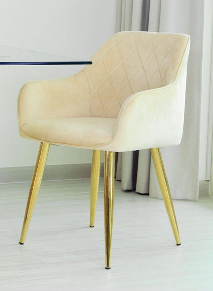 Gold Large Dining Table Set 8 seater with Chairs, Tempered Glass Top Dinner Breakfast Table + 8 Leon Cream Velvet Chairs with Stainless Steel Legs for Dining Room (8 Leon Chairs + 1 Dining Table)