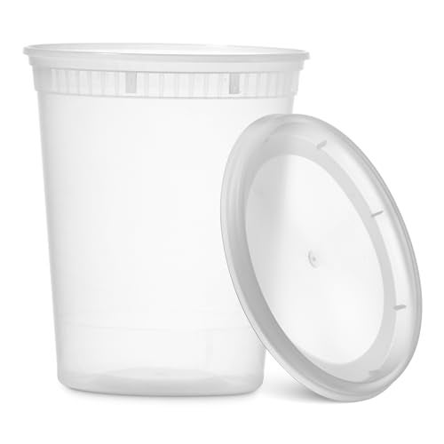 Munfix 24 Pack 32 Oz Plastic Deli Containers with Lids Food Storage Containers with Lids Clear Disposable Airtight Meal Prep Containers BPA Free Stackable Leakproof Microwave and Freezer Safe - Image 5