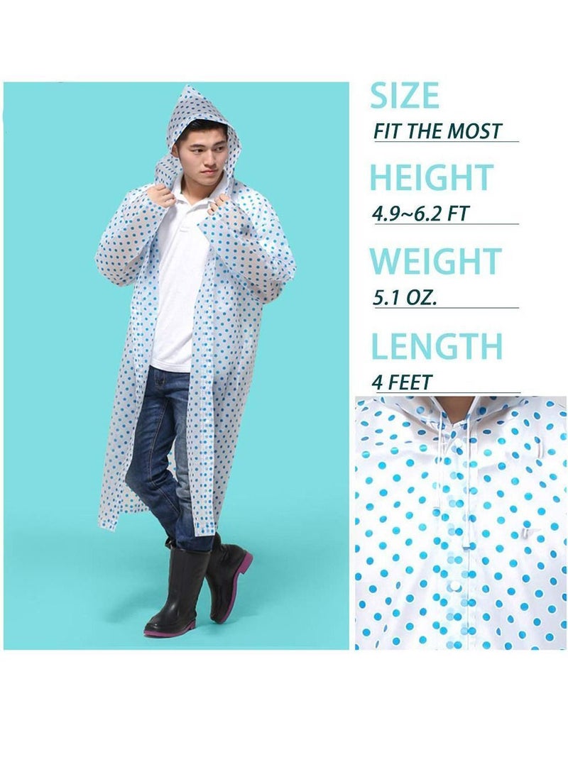 Rain Poncho with Hood 3 PCS Adult Raincoat Waterproof Ponchos for Men Women Emergency Survival Kit Outdoor Camping Hiking Travel and Theme Parks Cute Fun Dots Print - Image 2