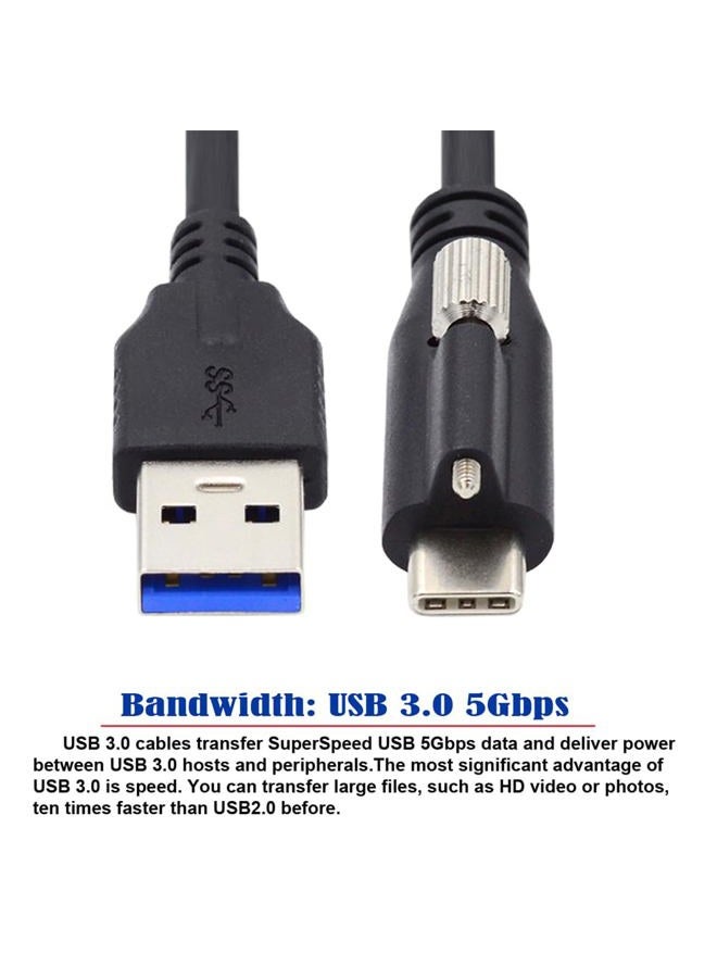 Cablecc USB 3.1 Type-C with Panel Mount Screw to Standard USB3.0 Data Cable Locking Connector for Camera 5M - Image 2