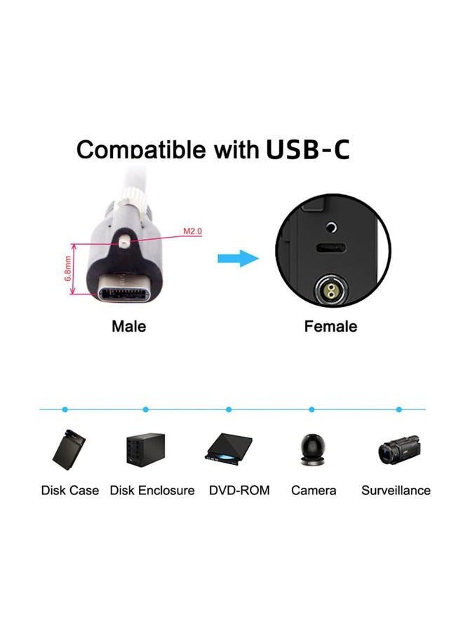 Cablecc USB 3.1 Type-C with Panel Mount Screw to Standard USB3.0 Data Cable Locking Connector for Camera 5M - Image 4