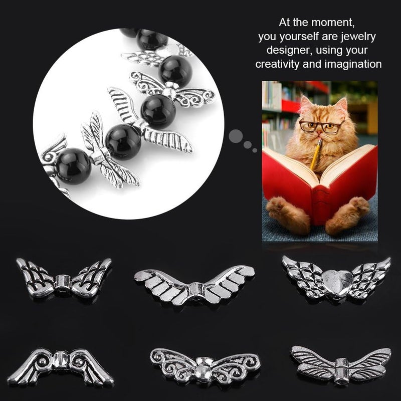 klarako Pack of 60 Charms for Jewelry Making Vintage Angel Wings Mixed DIY Findings Accessories Crafting Necklace Bracelet Dangle with Storage Box - Image 4