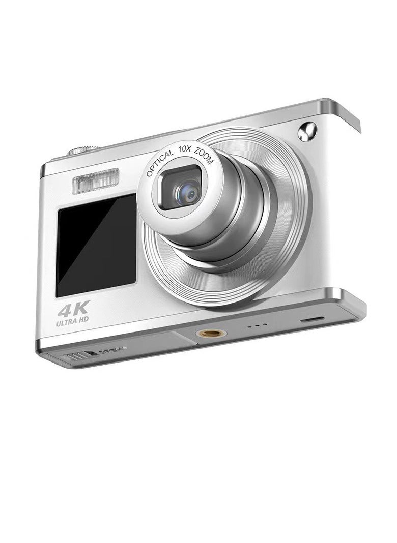 Generic 4K Digital Camera, 10X Optical Zoom Vlogging Selfie Camera, Lightweight And Portable Action Camera, Easy To Carry Durable Sports Camera For Videography And Photography, (1pc, White)  - Image 1